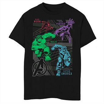 Boys 8-20 Marvel Avengers Running Heroes Retro Comics Graphic Tee