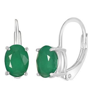 Gemistry 14k White Gold Gemstone Leverback Drop Earrings