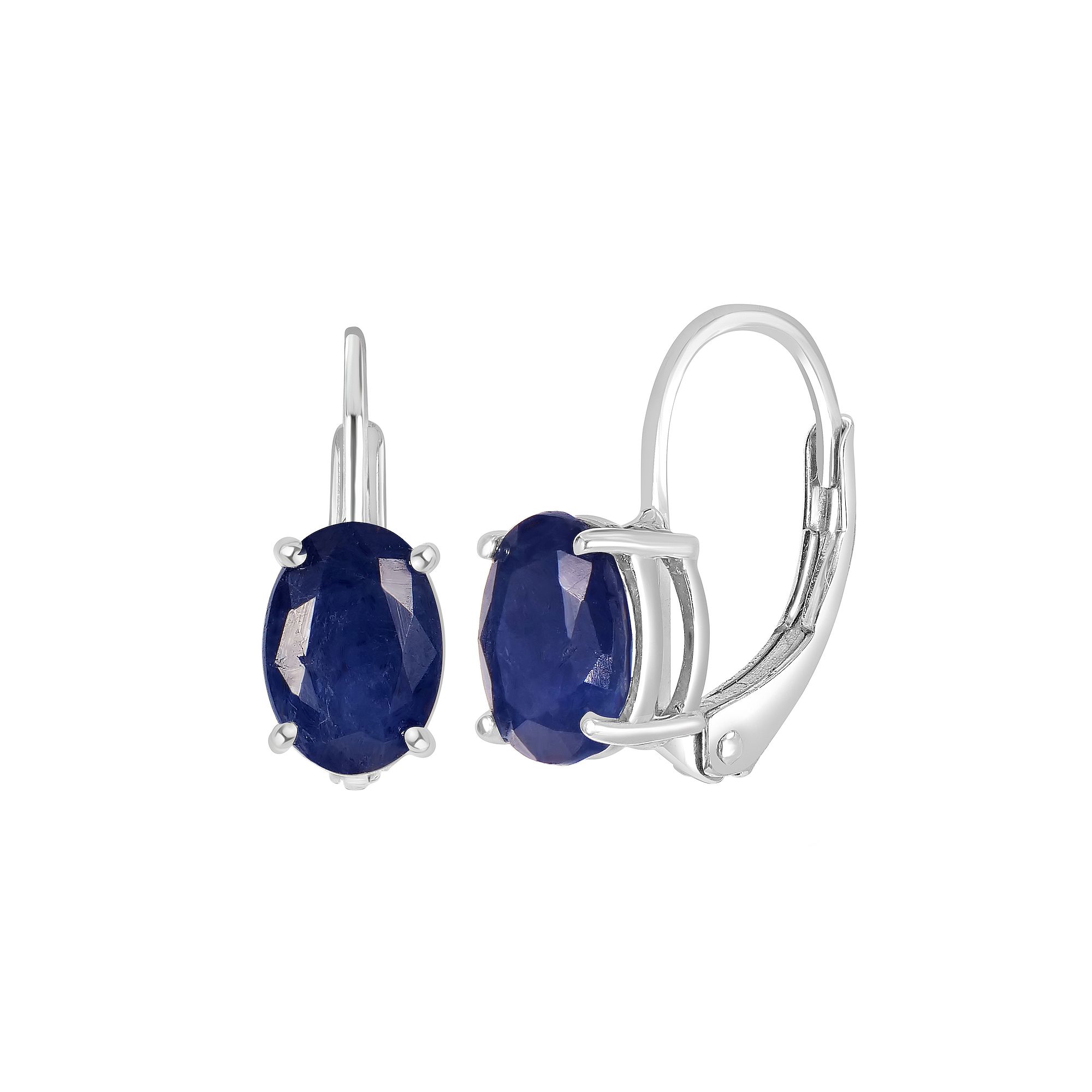Gemistry 14k White Gold Gemstone Leverback Drop Earrings, Womens, Blue