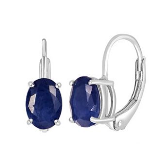 Gemistry 14k White Gold Gemstone Leverback Drop Earrings