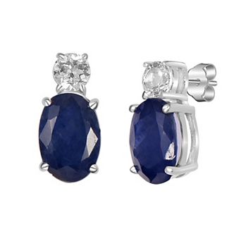 Gemistry 14k White Gold White Topaz & Gemstone Stack Stud Earrings