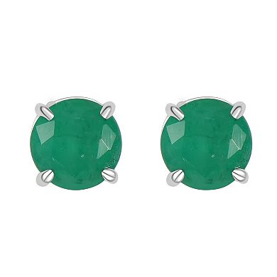 Gemistry 14k White Gold Round Gemstone Stud Earrings