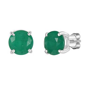 Gemistry 14k White Gold Round Gemstone Stud Earrings