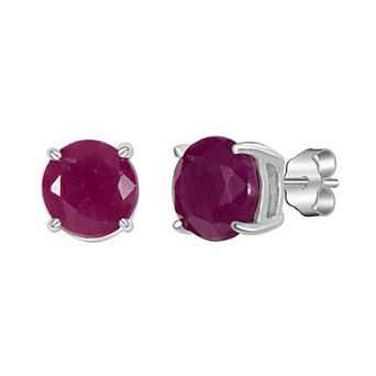 Gemistry 14k White Gold Round Gemstone Stud Earrings