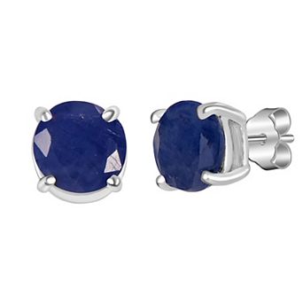 Gemistry 14k White Gold Round Gemstone Stud Earrings