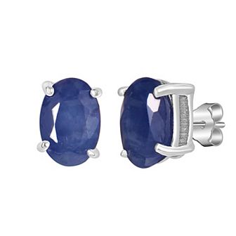 Gemistry 14k White Gold Oval Gemstone Stud Earrings