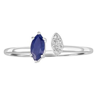 Gemistry 14k White Gold Sapphire & White Topaz Marquise Cuff Ring