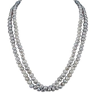 Gemistry Sterling Silver Freshwater Cultured Pearl Double Strand Necklace