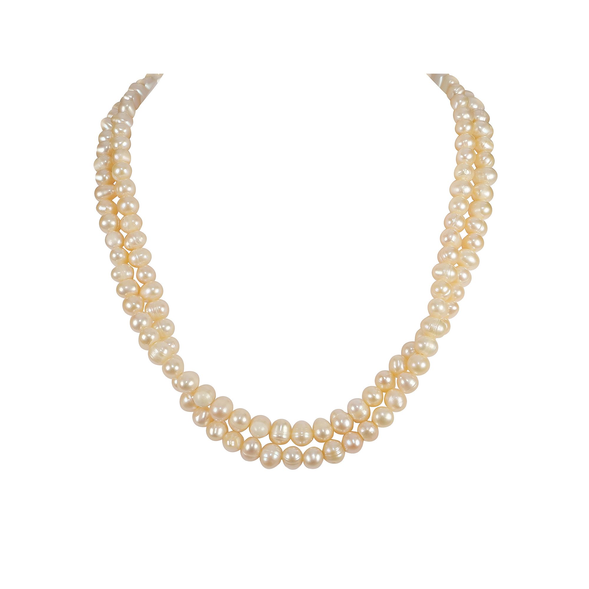 Gemistry Sterling Silver Freshwater Cultured Pearl Double Strand Necklace,