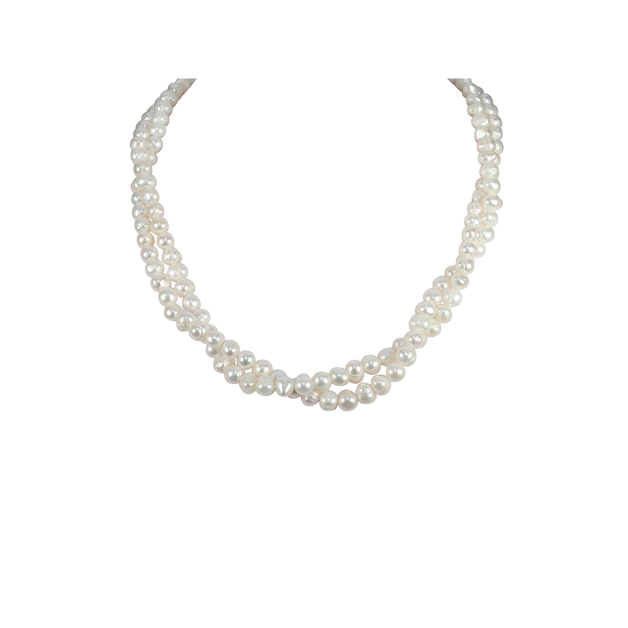 Gemistry Sterling Silver Freshwater Cultured Pearl Double Strand Necklace,