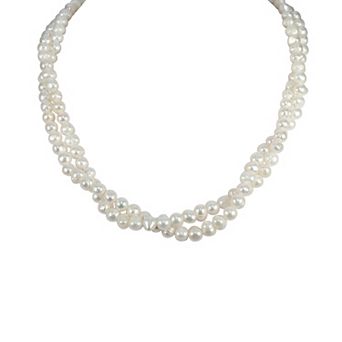 Gemistry Sterling Silver Freshwater Cultured Pearl Double Strand Necklace