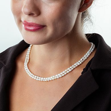 Gemistry Sterling Silver Freshwater Cultured Pearl Double Strand Necklace