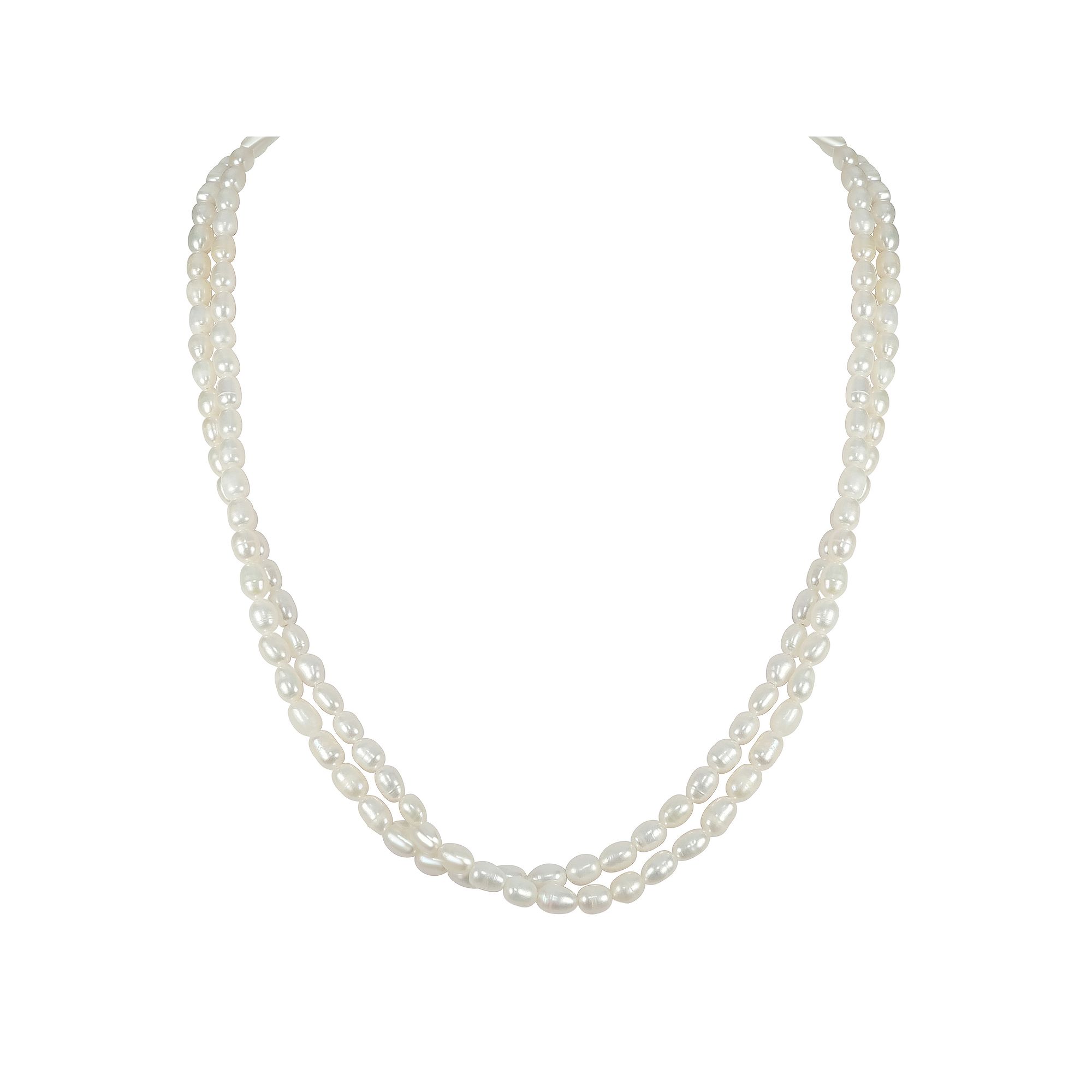 Gemistry Sterling Silver Freshwater Cultured Pearl Double Strand Necklace,