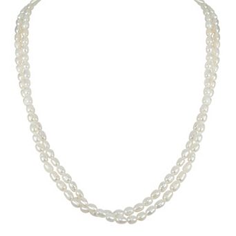 Gemistry Sterling Silver Freshwater Cultured Pearl Double Strand Necklace
