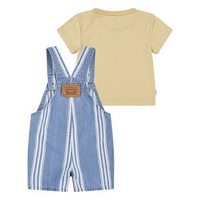 Baby Boys Levi's® Striped T-shirt and Jean Shortalls Set