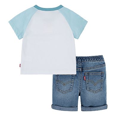 Baby Boys Levi's® Surfing Bear Graphic Tee and Jean Shorts Set