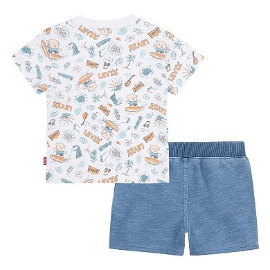 Baby Boys Levi's® Surfing Doodle T-shirt and Shorts Set