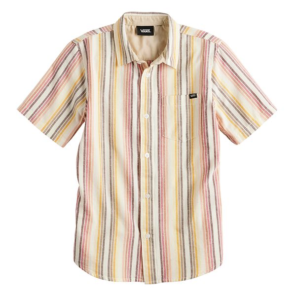 Boys 8-20 Vans Button Down Woven Shirt - Red Stripe (LARGE)