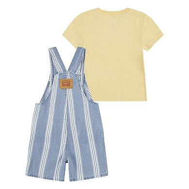 Toddler Boys Levi's® Graphic Tee and Striped Jean Shortalls Set