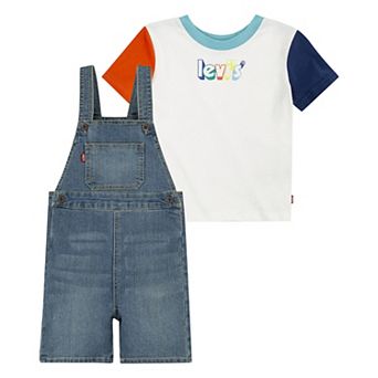 Toddler Boys Levi's® Color Blocked Logo Graphic Tee and Jean Shortalls Set