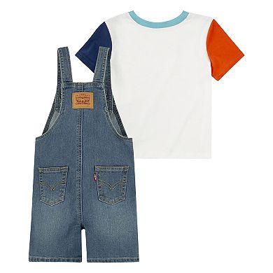 Toddler Boys Levi's® Color Blocked Logo Graphic Tee and Jean Shortalls Set