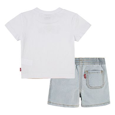 Toddler Boys Levi's® Beach Logo Graphic Tee and Jean Shorts Set
