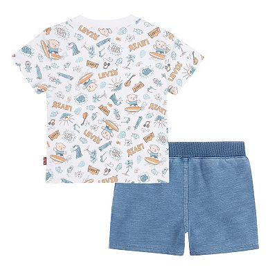 Baby & Toddler Boys Levi's® Surfing Doodle T-shirt and Shorts Set