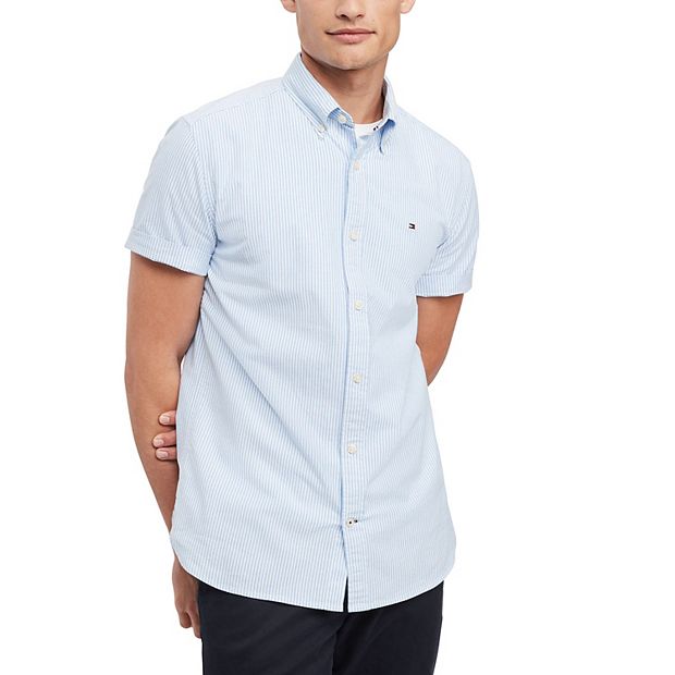 Tommy hilfiger button down short outlet sleeve