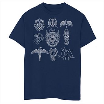 Boys Husky Harry Potter Line Art Icons Graphic Tee