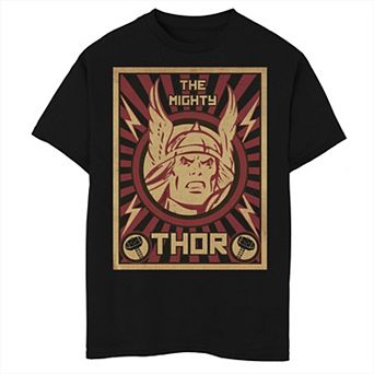 Boys Husky Marvel The Mighty Thor Retro Draw Graphic Tee