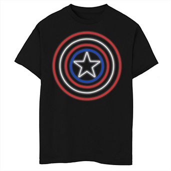 Boys Husky Marvel Captain America Neon Light Shield Graphic Tee