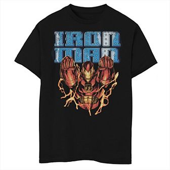 Boys Husky Marvel Avengers Iron Man In Flight Dark Portrait Graphic Tee