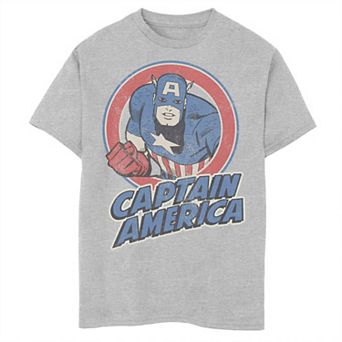 Boys Husky Marvel Captain America Retro Style Portrait Graphic Tee