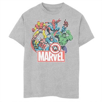 Boys Husky Marvel Avengers Fighting Mode Retro Comics Graphic Tee