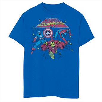 Boys 8-20 Marvel Captain America Spider-Man Iron Man Retro Graphic Tee