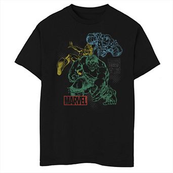 Boys 8-20 Marvel Hulk Iron Man Spider-Man Retro Overlay Graphic Tee