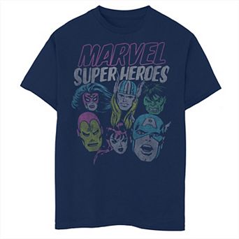 Boys 8-20 Marvel Superheroes Group Shot Comic Themed Poster Graphic Tee