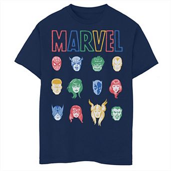 Boys 6-20 Marvel Avengers Grid Colorful Outline Graphic Tee