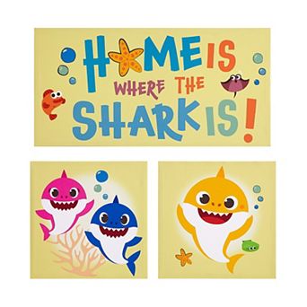 Idea Nuova Nickelodeon 3 pc Baby Shark Canvas Wall Art Set