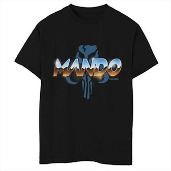 Boys Husky Star Wars Mando Chrome Logo Graphic Tee