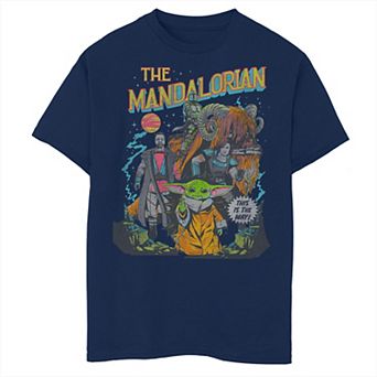 Boys Husky Star Wars The Mandalorian Group Transparent Comic Graphic Tee