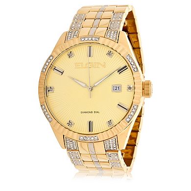 Elgin Men's Gold-Tone Crystal Accent Watch and Bracelet Set - FG18005GSTKL