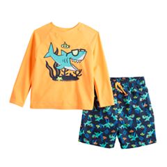 Toddler Boy Jumping Beans® Shark Surf Rash Guard Top & Swim Trunks Set