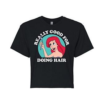 Juniors' Disney's The Little Mermaid Good For Hair Cropped Tee
