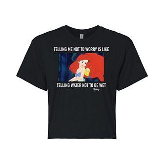 Juniors' Disney's The Little Mermaid Not Worry Cropped Tee