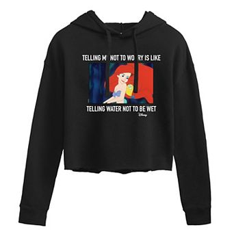 Juniors' Disney's The Little Mermaid Not Worry Cropped Hoodie