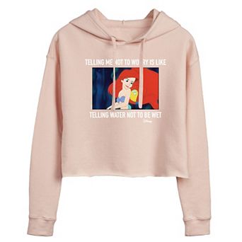 Juniors' Disney's The Little Mermaid Not Worry Cropped Hoodie