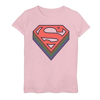 Girls 7-16 DC Comics Superman Rainbow Drop Shadow Emblem Graphic Tee