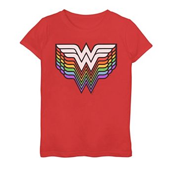 Girls 7-16 DC Comics Wonder Woman Rainbow Drop Shadow Emblem Graphic Tee