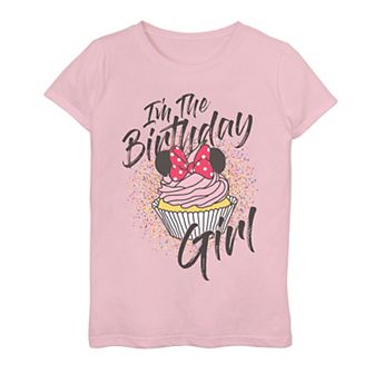 Disney's Minnie Mouse I'm The Birthday Girl Cupcake Girls 7-16 Graphic Tee